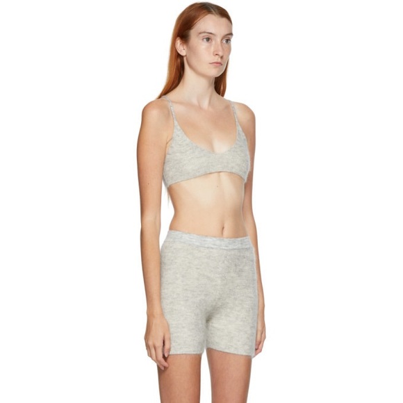 JACQUEMUS Le Bandeau Valensole Bra Mohair Blend Light Grey Small Top - Picture 2 of 5